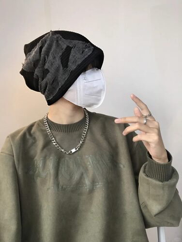 废土风破洞设计感堆堆帽百搭保暖