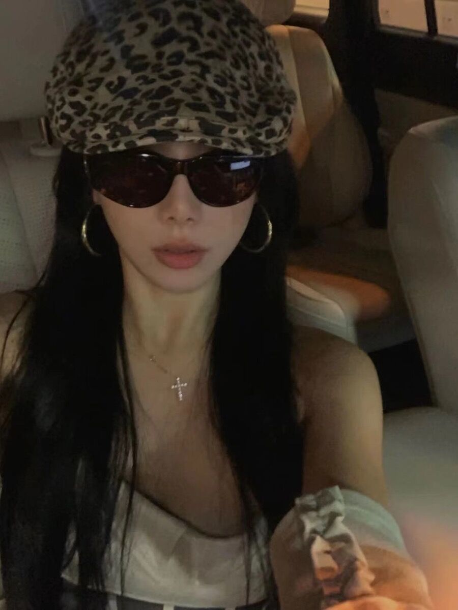 豹纹辣妹高级感女亚比前进画家帽