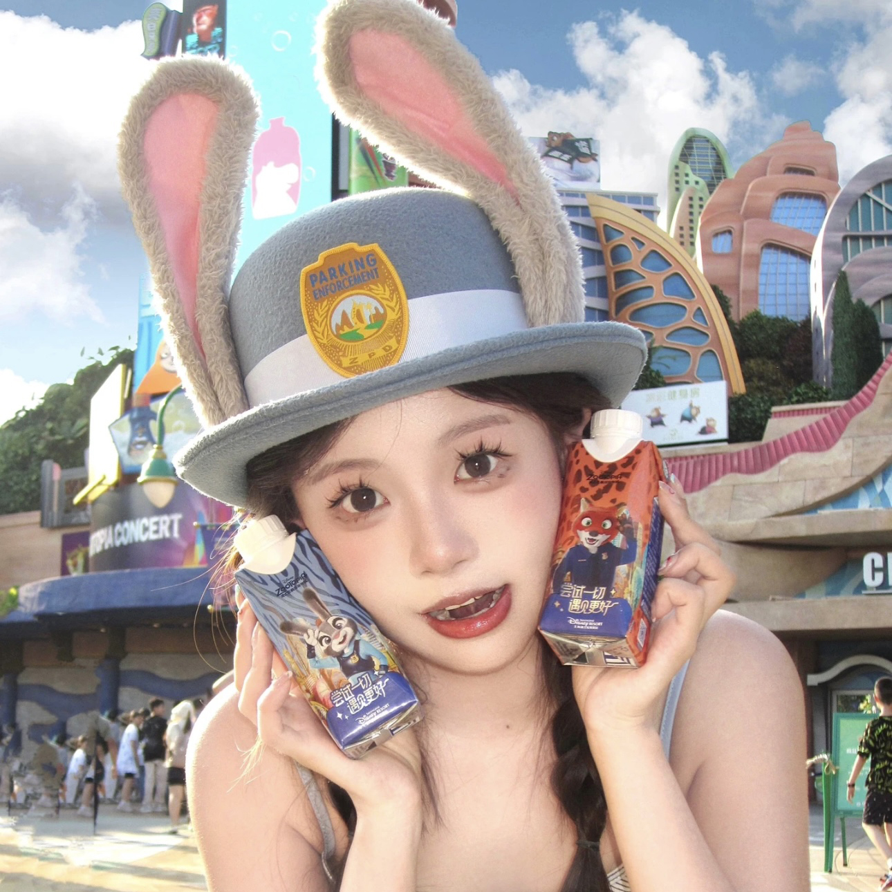 疯狂动物城朱迪兔子警官cosplay圆顶徽章礼帽女出游拍照头饰帽子