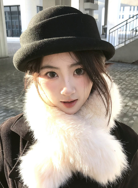 【矜贵羊毡帽】富家千金风黑色复古卷边礼帽女显脸小秋冬羊毛盆帽