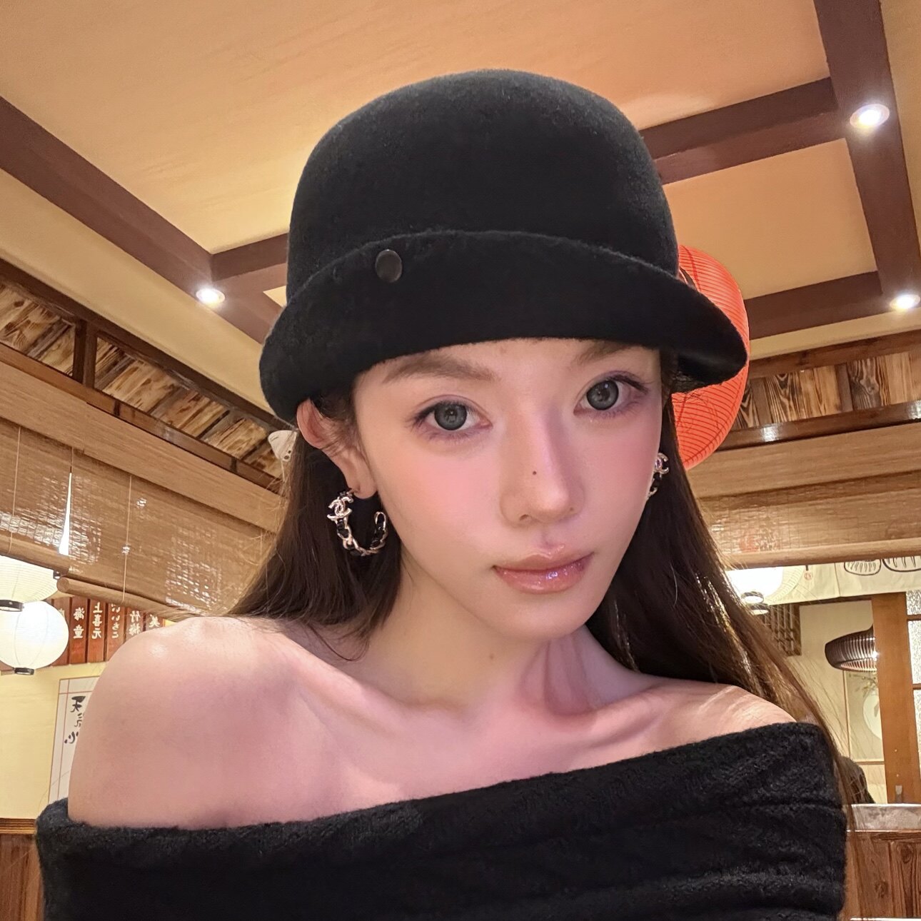 张婧仪同款黑色羊毛翻檐礼帽女秋冬季高级感保暖百搭显脸小渔夫帽