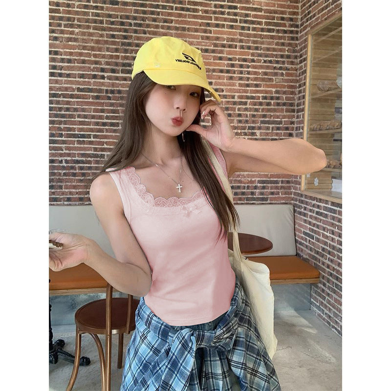 辣妹甜美吊带背心女带胸垫夏季多巴胺纯欲风内搭外穿美背无袖上衣