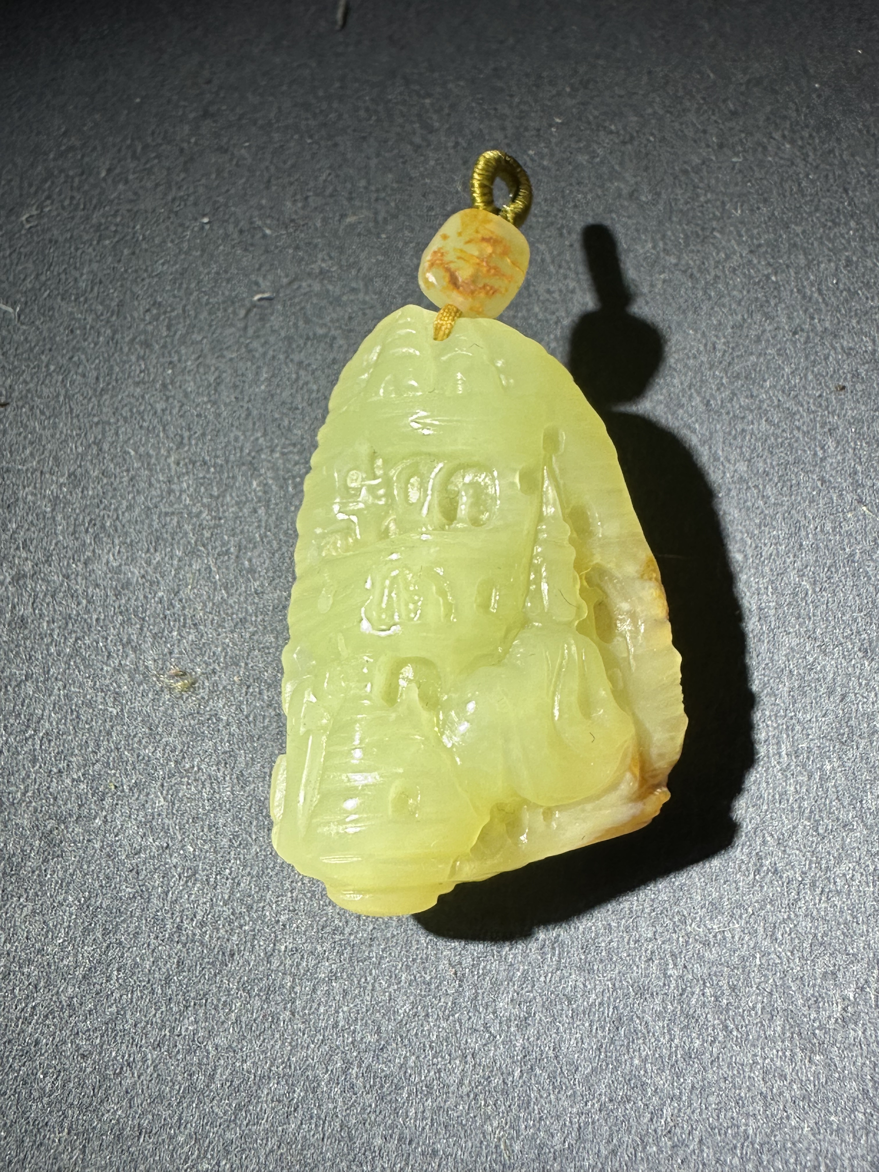 黄白河磨玉悟道吊坠挂件