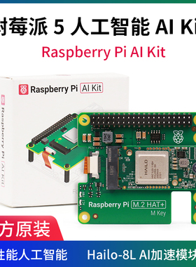 树莓派Raspberry Pi AI Kit人工智能套件M.2 HAT+ hailo 8 AI模块