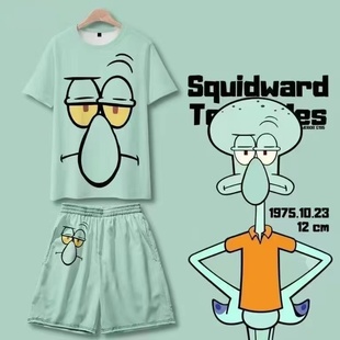 皇帝驾到线条小狗卡通睡衣套装男女短袖搞笑炸街个性家居服套装