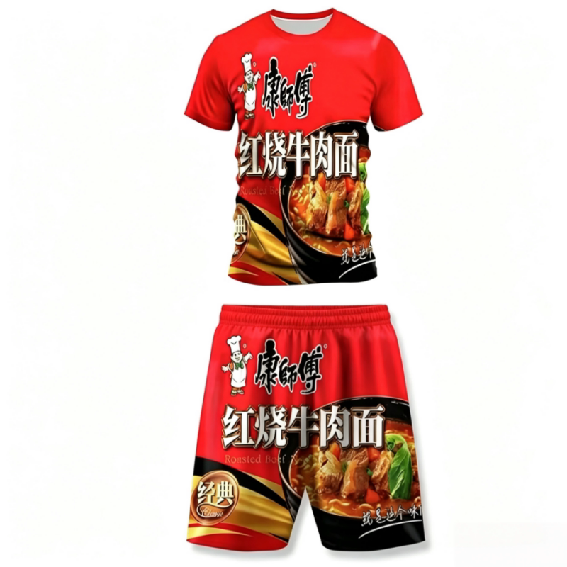 夏季康师傅方便面休闲百搭男女爆款T恤衫衣服3D印花短袖睡衣套装