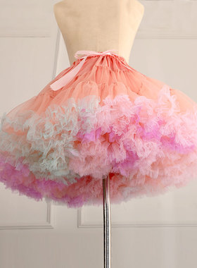裙撑lolita棉花糖彩虹屁洛丽塔45cm超蓬云朵撑彩色蓬蓬裙Cosplay