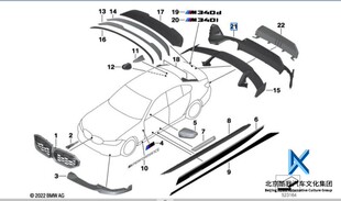 BMW宝马原厂 3系G20G28LCI 23款MP M340碳纤维中网车标贴纸迎宾条