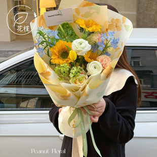 花槿 中式浮华若梦防水包装纸鲜花花束加厚包花纸花艺手工diy花店