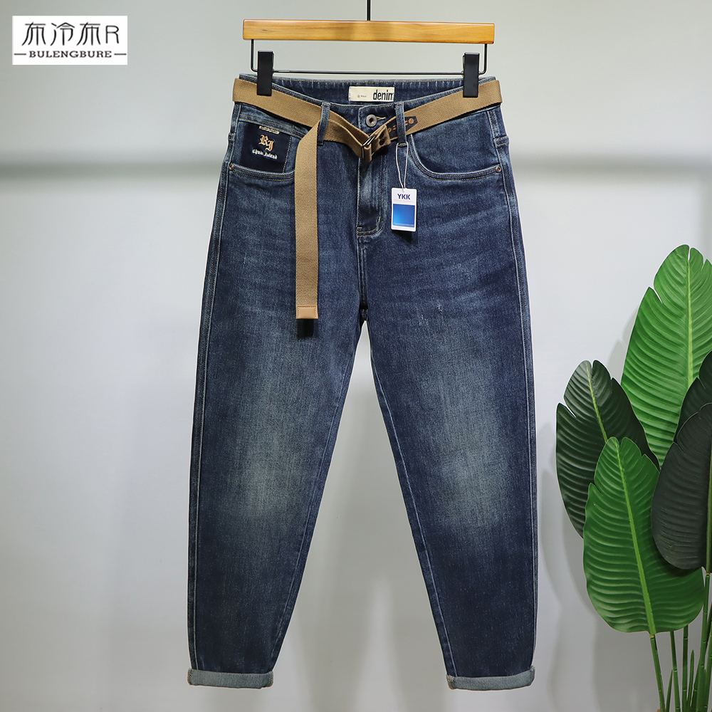 新款锥形宽松小直筒牛仔裤男