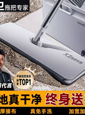 大卫平板拖把官方正品2025新款大号免手洗拖把一拖净干湿两用P12