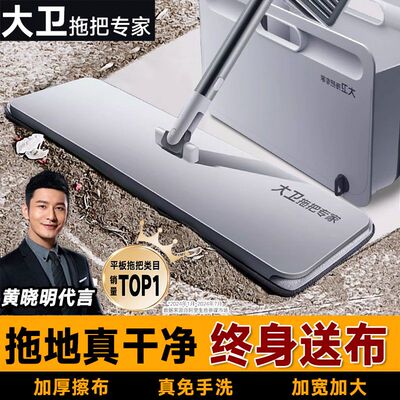 大卫平板拖把官方正品2025新款大号免手洗拖把一拖净干湿两用P12