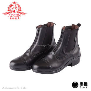 马术马靴真牛皮专业骑马短靴男女款骑马靴子奥伦马具骑士英式马靴