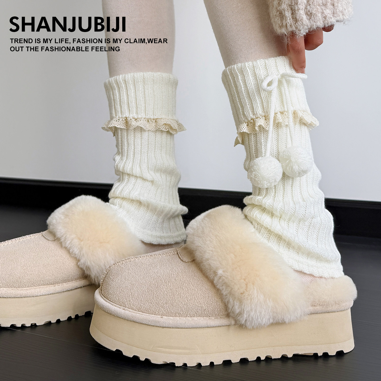 白色袜套堆堆袜秋冬配雪地靴花边蝴蝶结女款可爱JK袜子洛丽塔腿套,女士内衣/男士内衣/家居服,中筒袜,淘宝优惠券,粉丝福利购,淘宝优惠卷