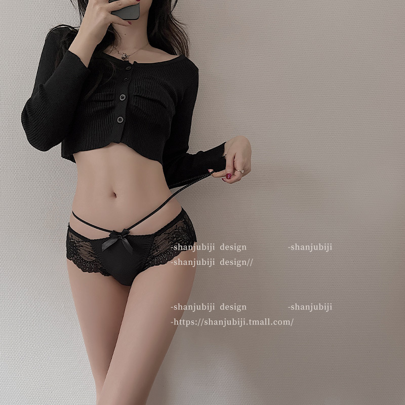 蕾丝性感纯欲内裤女低腰蝴蝶结