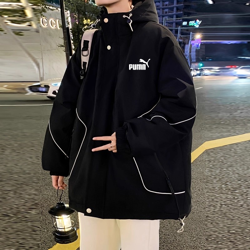 奥莱专柜工装羽绒服男士冬季大码连帽黑白鸭绒加厚保暖冲锋衣外套