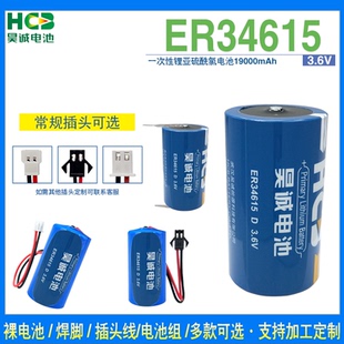HCB昊诚ER34615锂电池3.6V 7.2V电池组 物联网D型1号燃气表流量计
