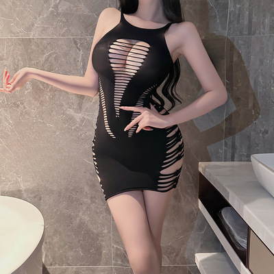 套装连裤渔网袜女性感透明连体网衣连身袜装纯睡衣睡裙家居服