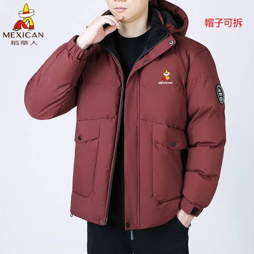 棉草人正品连帽可拆帽棉衣男士时尚加厚保暖休闲宽松棉服棉袄外套
