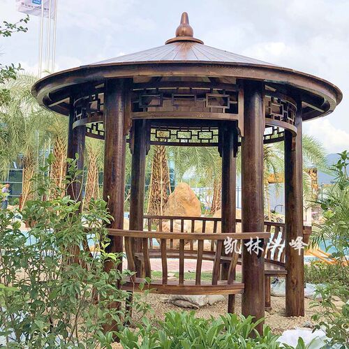 凉亭户外庭院圆形亭子斗笠亭古建凉亭仿古景观亭木防腐木庭院凉亭
