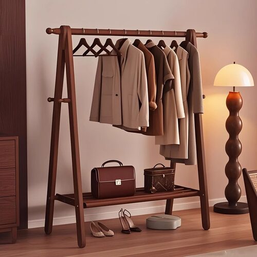 2025新款实木落地式挂衣架卧室家用衣帽架室内立式晾衣架结实耐用