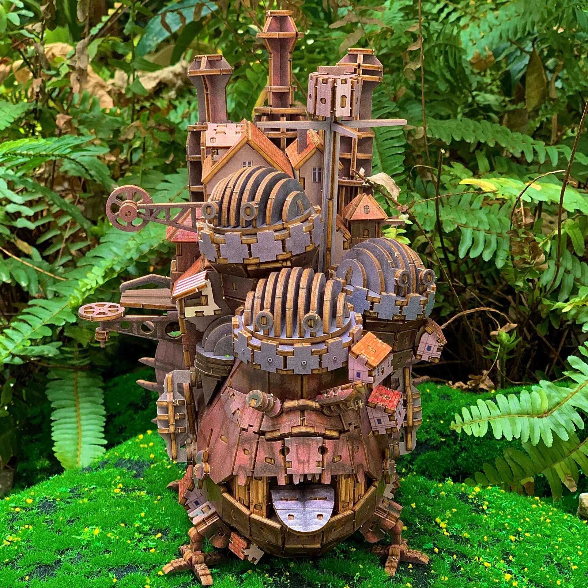 网红哈尔的移动城堡木质宫崎骏拼装模型积木玩具摆件立体拼图礼物