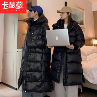 黑金羽绒棉服少女2025冬季新款初中高中学生宽松中长款过膝棉外套