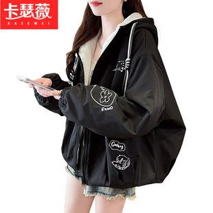 女大童加绒加厚外套初高中生女孩宽松洋气保暖连帽冬装棉服上衣潮