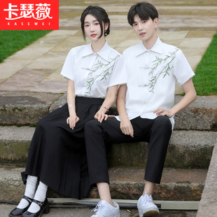 班服初中学生夏季复古风演出服套装高中生小学生大合唱表演服校服