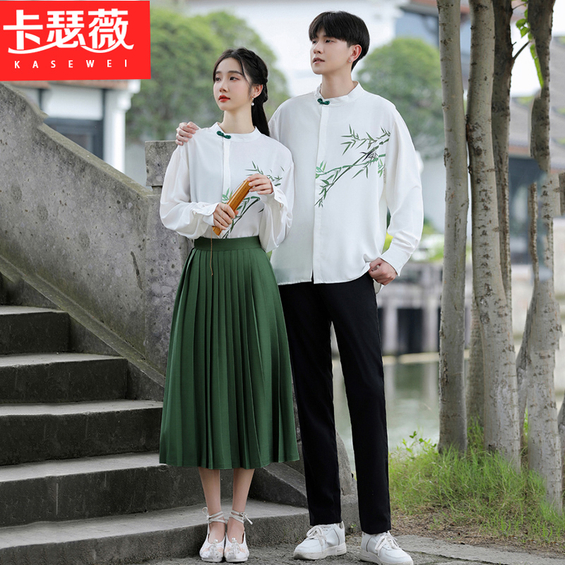 实拍情侣装秋季学生班服套装