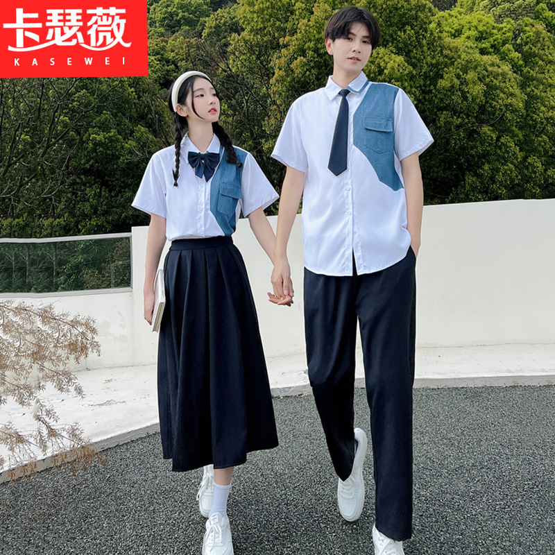实拍情侣装学院风JK制服学生班服