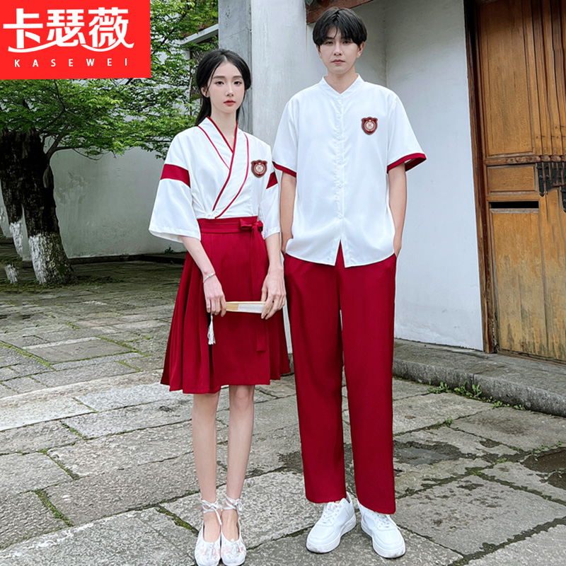 实拍#情侣装短袖T恤学院民国风