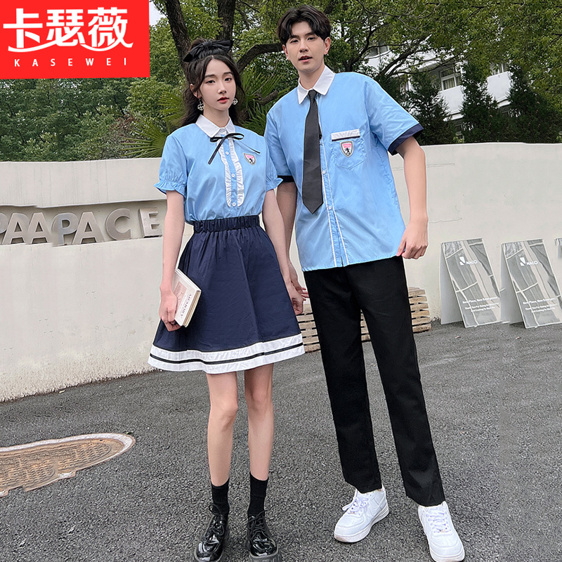 2023实拍情侣装学院风班服套装