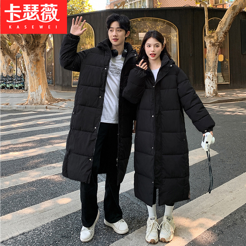 过膝羽绒棉衣棉服少女2025冬季初中高中学生韩版加厚中长情侣棉袄