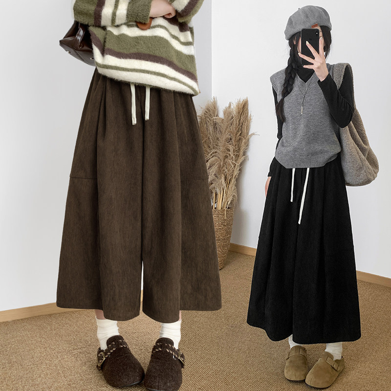 灯芯绒裙裤少女冬季2026新款初中高中学生显瘦宽松南瓜七分阔腿裤