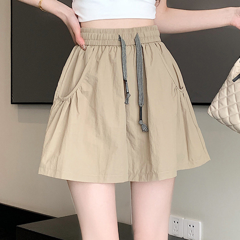 荷叶边阔腿裤少女2025夏装新款初中高中学生休闲宽松甜美速干裙裤