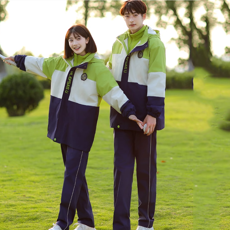 实拍情侣装学生班服套装冲锋衣