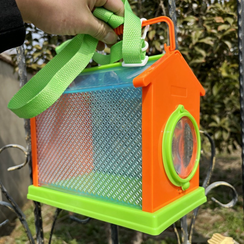 2025新款大号宠物屋昆虫容器盒背带笼儿童手提夹子捕捉网饲养笼子