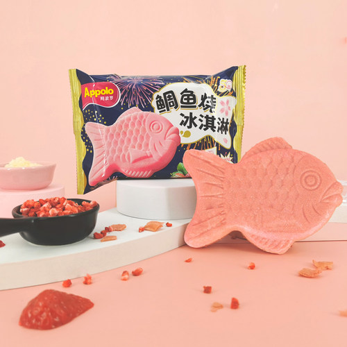 Applo阿波罗鲷鱼烧冰淇淋薄脆威化曲奇雪糕樱花草莓味冰激凌91g - 封面