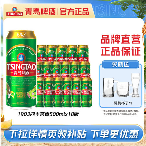 青岛精酿1903啤酒500ml*18听