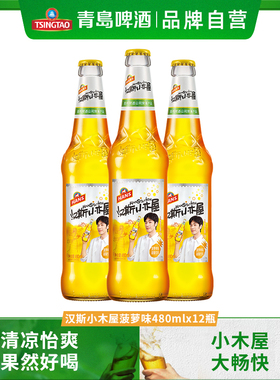 汉斯小木屋菠萝味碳酸饮料果啤480ml*12瓶整箱包邮
