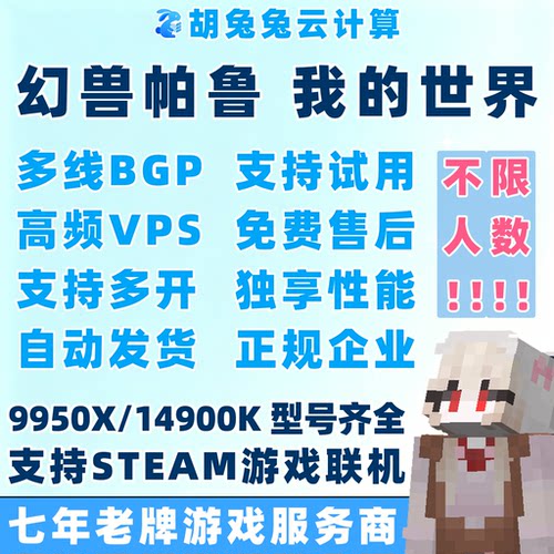我的世界服务器幻兽帕鲁MC服务端VPS租用R9I9联机开服务器8272CL