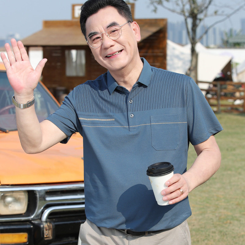 短袖T恤夏季中老年爸爸装男式