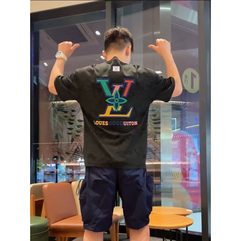 欧美风男装修身纯棉刺绣短袖男