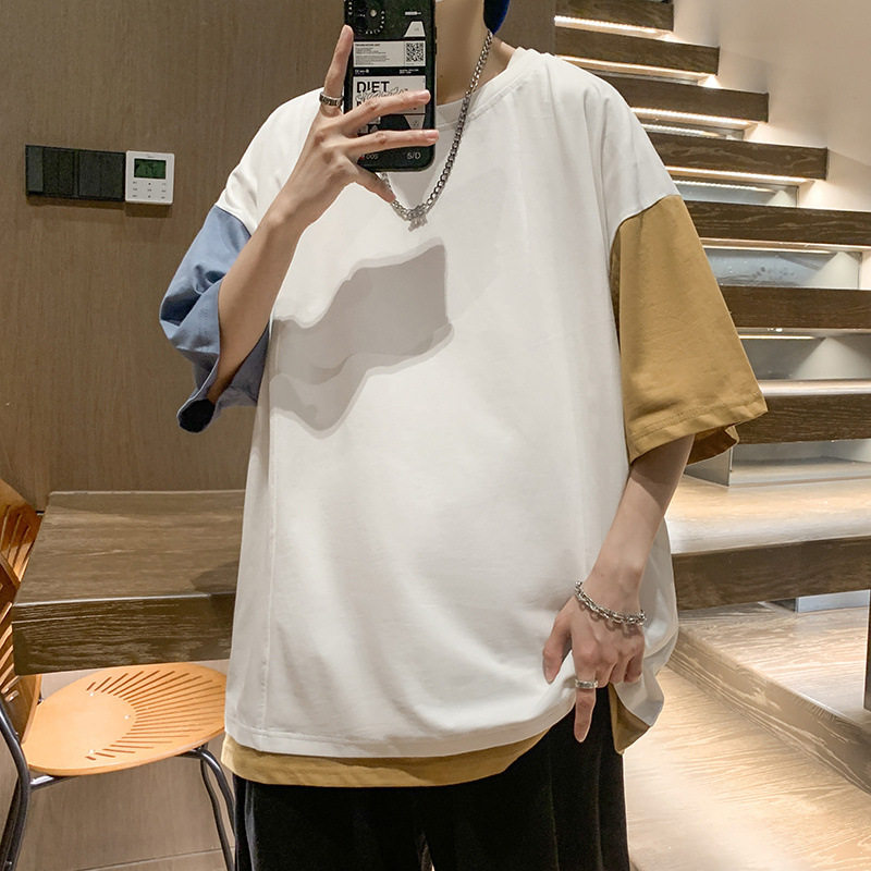 假两件短袖t恤男港风潮牌青少年