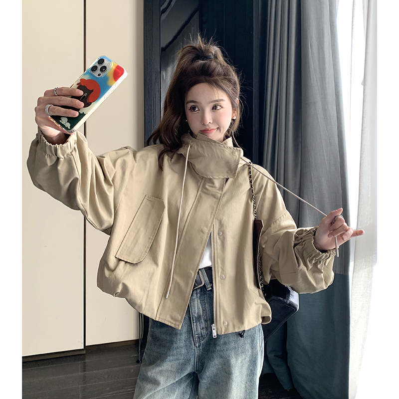 今年流行小个子工装外套女2025年春装新款高级感时尚宽松短款夹克，女装短外套，浙宝098