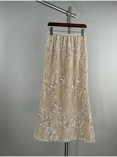 2024财阀千金高级感blingbling亮片丝绒鱼尾包臀半裙C16