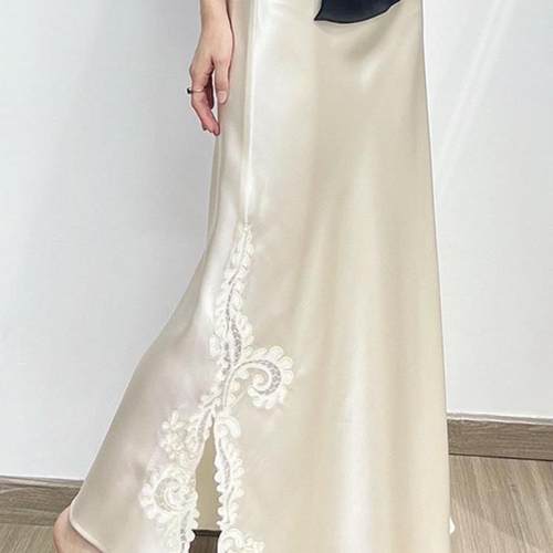 绝美时尚百搭米白色半身裙子女