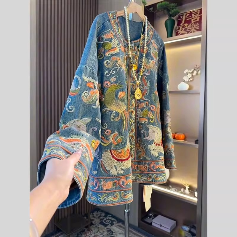 新中式国风复古重工刺绣花上衣