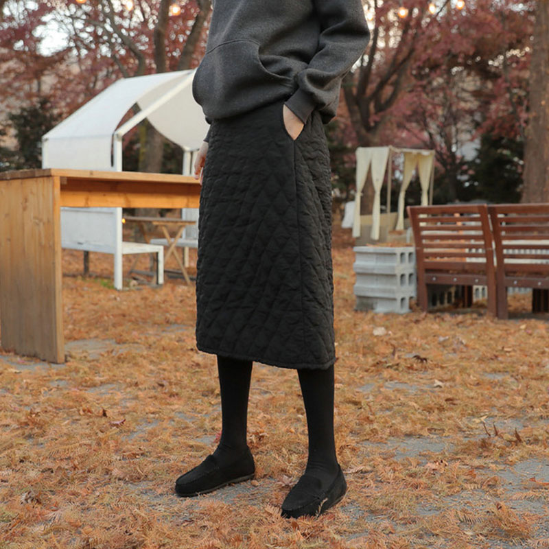 半身裙菱格韩版新款过膝加厚